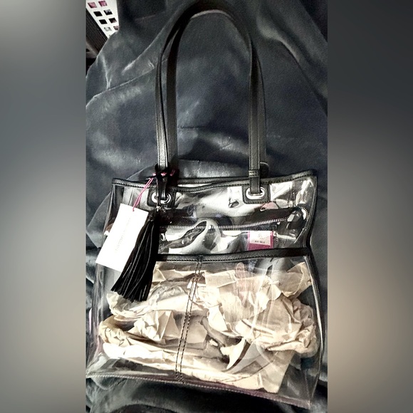Dillards Exclusive~New w/Tags Vince Camuto Black Transparent Tote Bag 9”x7”x3” - Picture 1 of 7